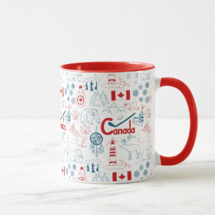 Caneca Teste padrão dos símbolos de Canadá