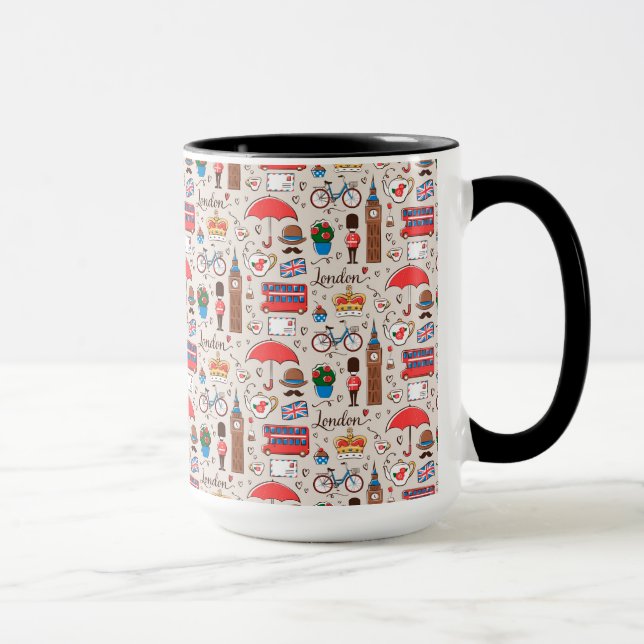 Caneca Teste padrão dos símbolos de Londres (Direita)