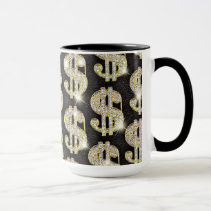 Caneca Teste padrão Dourado do sinal de dólar dos