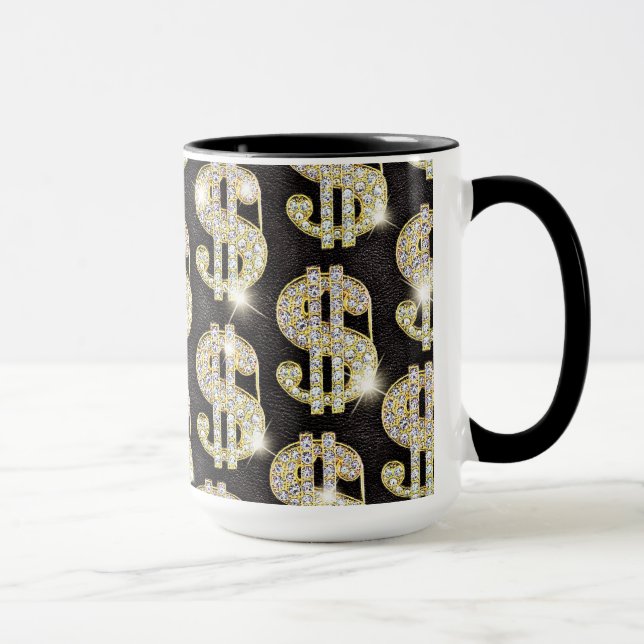 Caneca Teste padrão Dourado do sinal de dólar dos (Direita)