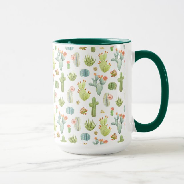 Caneca Teste padrão ereto do cacto bonito (Direita)