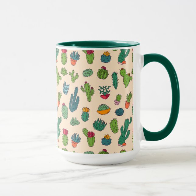Caneca Teste padrão ereto do cacto bonito (Direita)