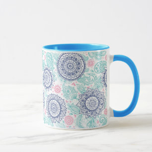 Caneca Teste padrão étnico de Paisley