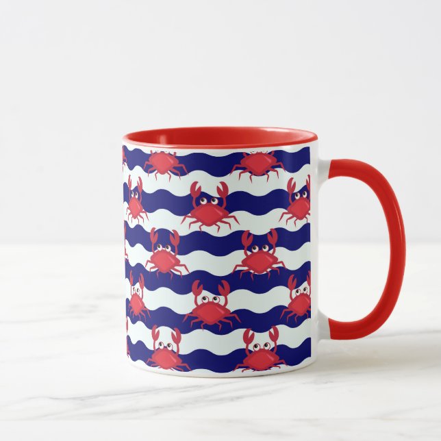 Caneca Teste padrão feliz dos caranguejos (Direita)