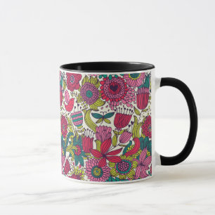 Caneca Teste padrão floral brilhante