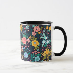 Caneca Teste padrão floral colorido bonito