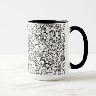 Caneca Teste padrão floral do Doodle