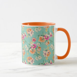Caneca Teste padrão floral do esboço brilhante