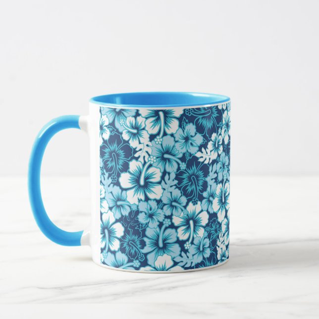 Caneca Teste padrão floral do hibiscus do surf (Esquerda)