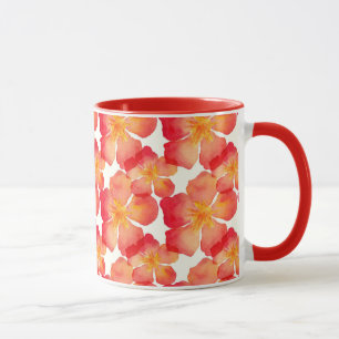 Caneca Teste padrão floral do Oleander alaranjado