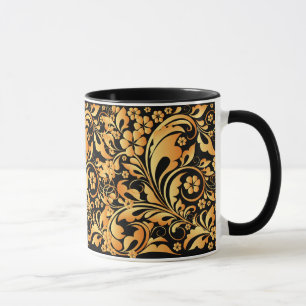 Caneca teste padrão floral do ouro