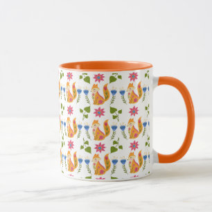 Caneca Teste padrão floral Foxy Pastel bonito
