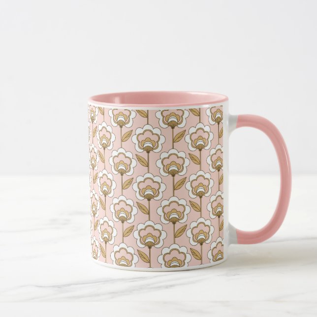 Caneca Teste padrão floral moderno do meio século (Direita)