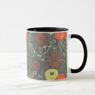 Caneca Teste padrão floral retro