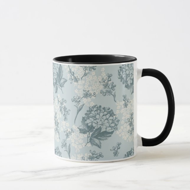 Caneca Teste padrão floral retro com flores do viburnum (Direita)