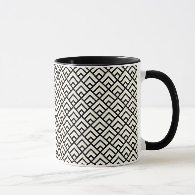 Caneca Teste padrão geométrico preto & branco (Direita)
