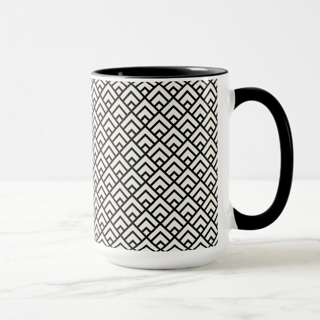 Caneca Teste padrão geométrico preto & branco (Direita)
