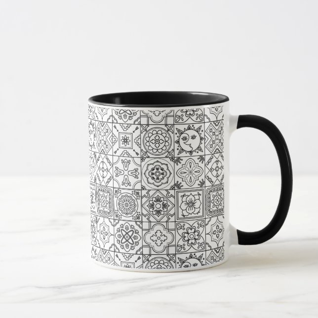 Caneca Teste padrão inspirado de Talavera (Direita)