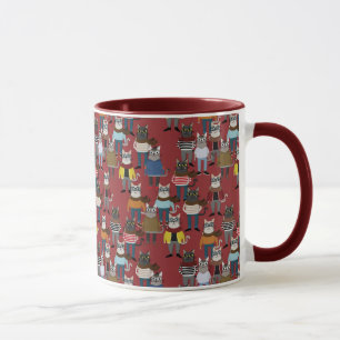 Caneca Teste padrão legal do gato do hipster