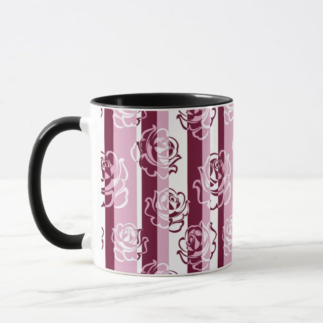 Caneca Teste padrão listrado com rosas (Esquerda)