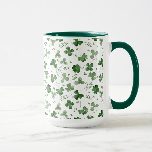 Caneca Teste padrão macio do trevo da aguarela (Direita)