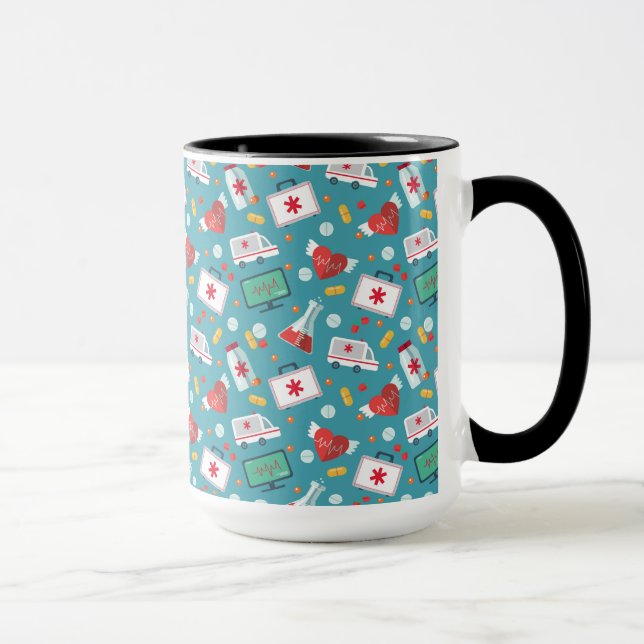 Caneca Teste padrão médico do ícone (Direita)