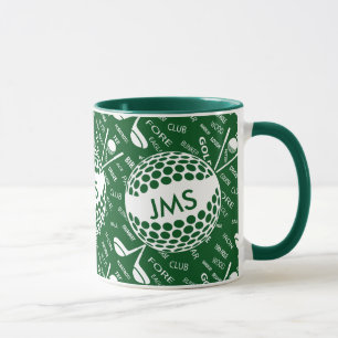 Caneca Teste padrão Monogrammed para o jogador de golfe