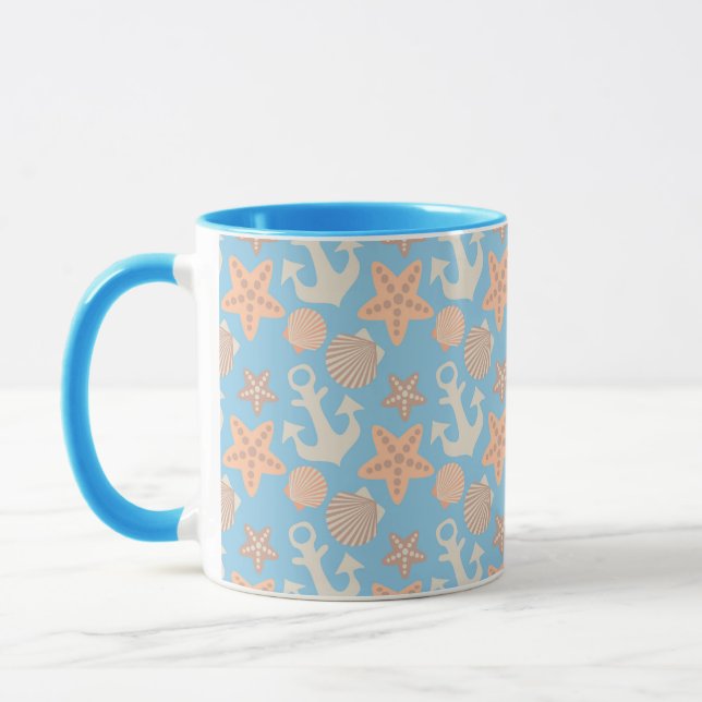 Caneca Teste padrão náutico Pastel (Esquerda)