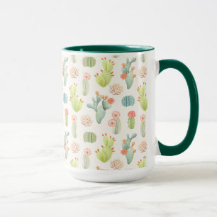 Caneca Teste padrão Pastel macio do cacto & do Succulent