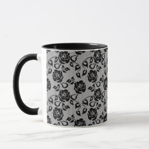 Caneca Teste padrão preto do laço no fundo branco