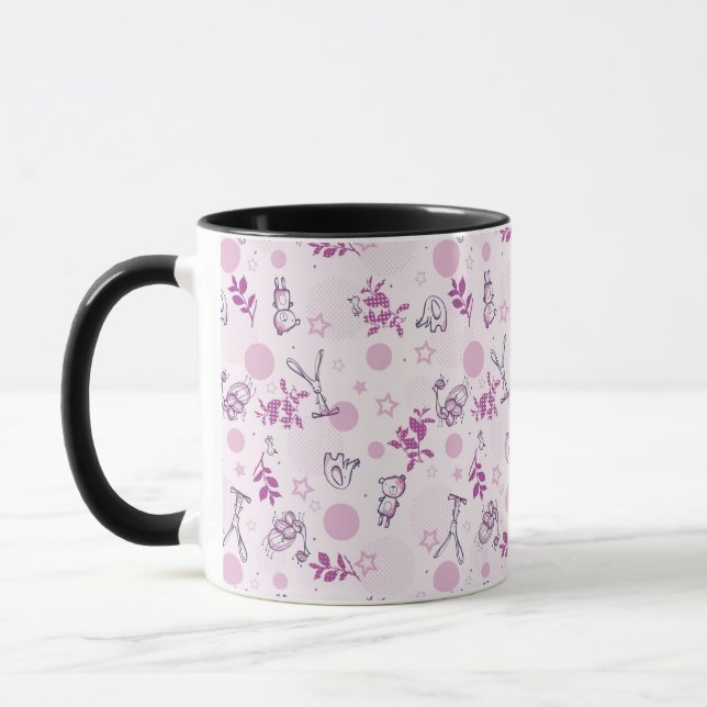 Caneca teste padrão que indica animais do bebê do vintage (Esquerda)