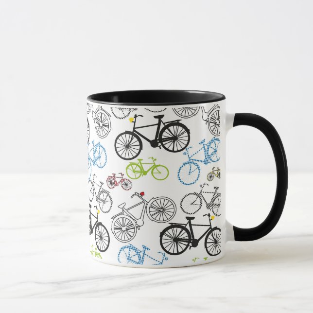 Caneca Teste padrão retro da bicicleta da bicicleta (Direita)
