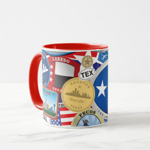 Caneca Teste padrão retro da etiqueta de Texas do vintag