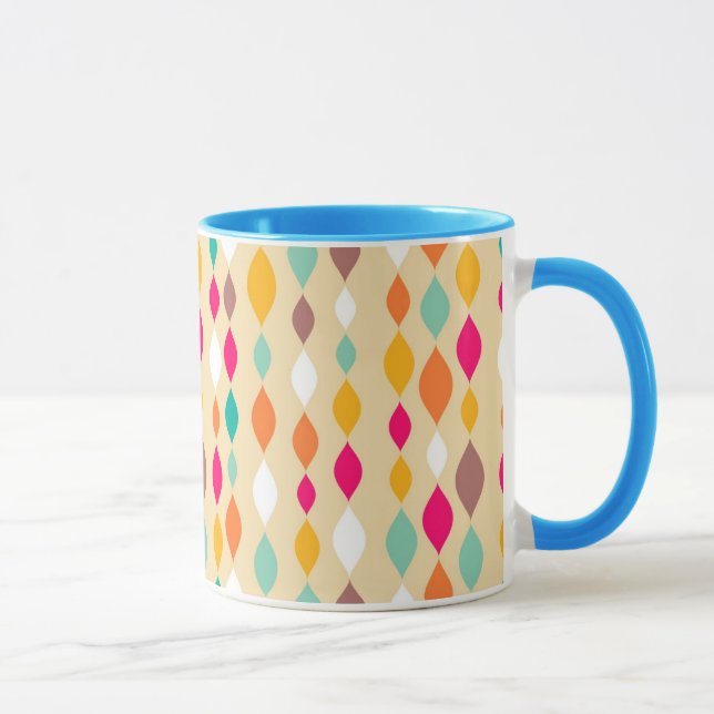Caneca Teste padrão retro do abstrato do estilo (Direita)