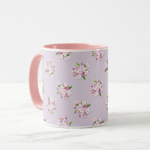 Caneca Teste padrão retro floral do primavera