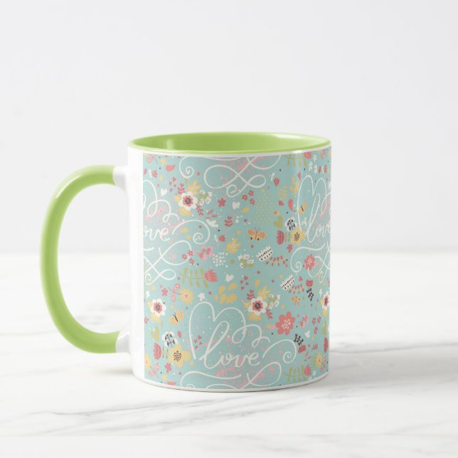 Caneca Teste padrão romântico brilhante moderno (Esquerda)