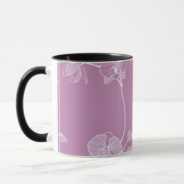 Caneca Teste padrão roxo da orquídea (Esquerda)