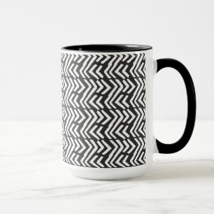Caneca Teste padrão tirado de Chevron da mão preta