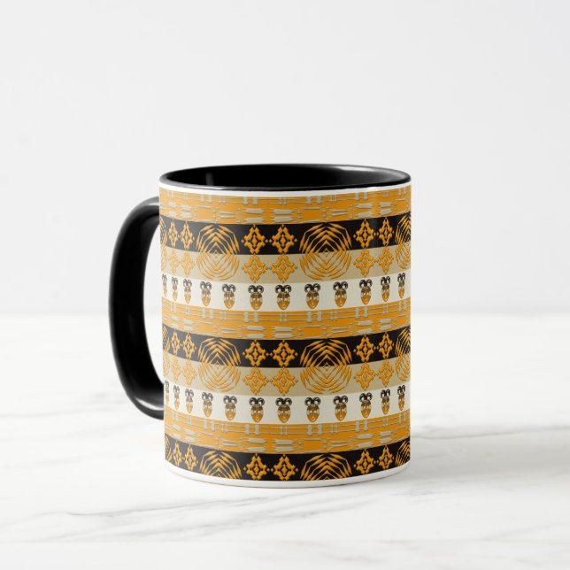 Caneca Teste padrão tribal africano das listras de Etnic (Frente Esquerda)