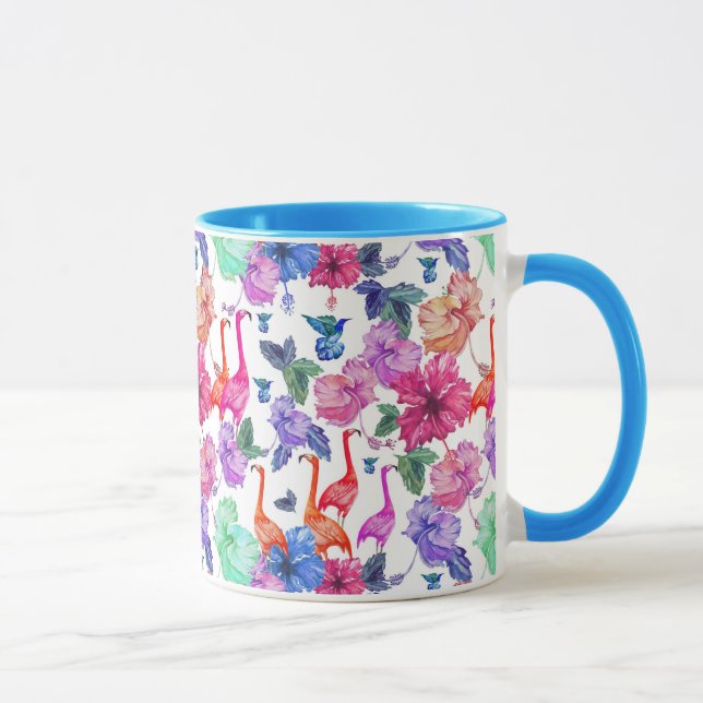 Caneca Teste padrão tropical da aguarela (Direita)