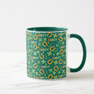 Caneca Teste padrão verde AFORTUNADO irlandês