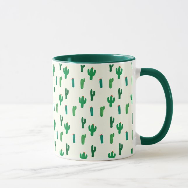 Caneca Teste padrão verde-claro do cacto (Direita)