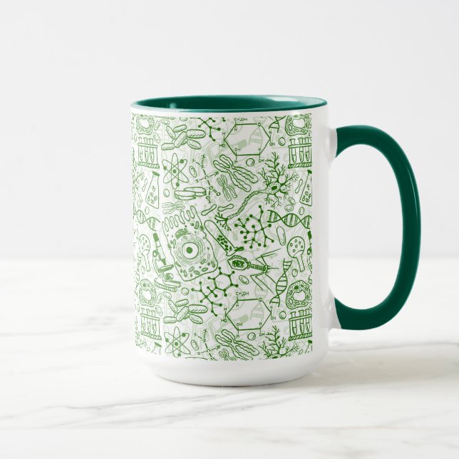 Caneca Teste padrão verde da biologia (Direita)