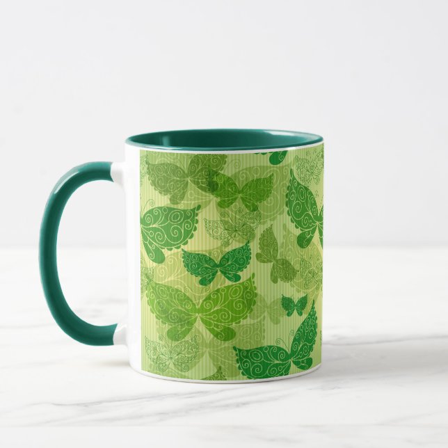 Caneca Teste padrão verde do primavera (Esquerda)