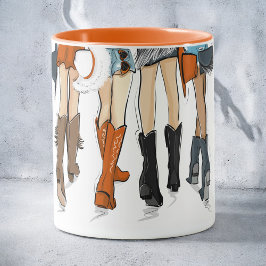 Caneca Texas Damas Fashion Cowboy Boots Hats Nome Laranja