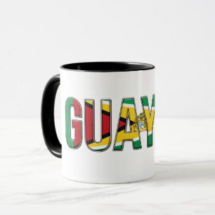 Caneca Texto da Bandeira da Guiana   Design Orgulho Carib