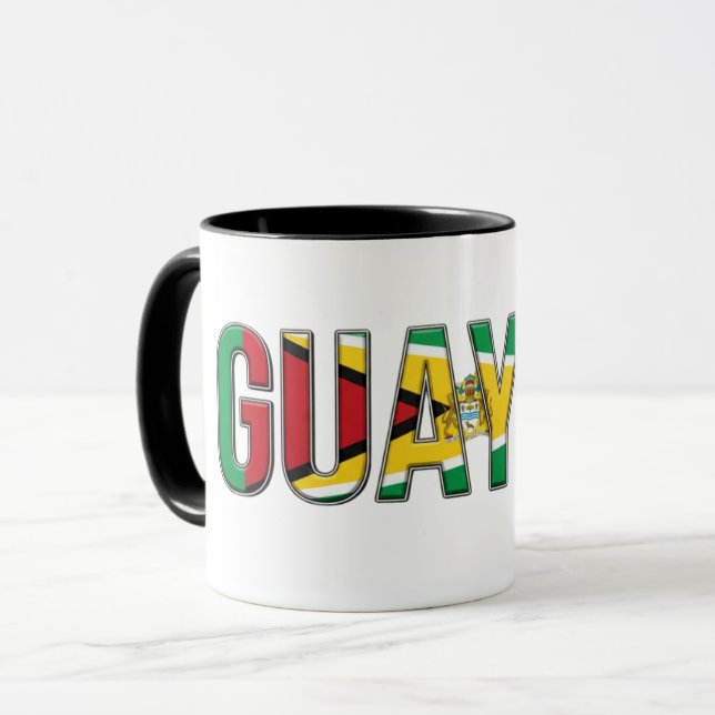 Caneca Texto da Bandeira da Guiana | Design Orgulho Carib (Frente Esquerda)