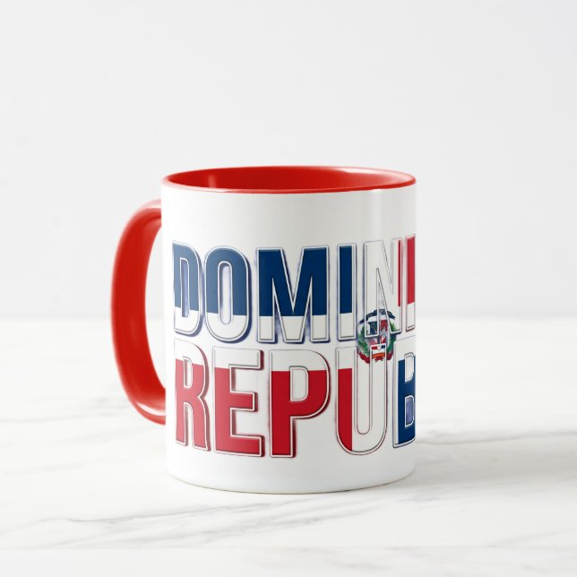 Caneca Texto da Bandeira da República Dominicana | Design (Frente Esquerda)
