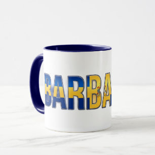 Caneca Texto da Bandeira de Barbados   Design de Orgulho 
