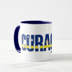 Caneca Texto da Bandeira de Curaçao   Design Orgulho Cari